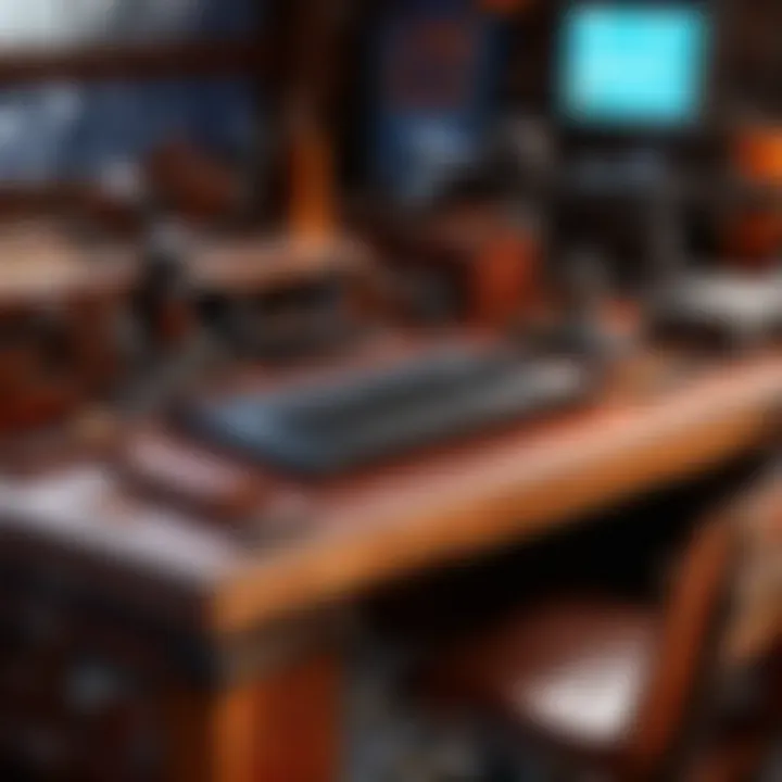 An organized workspace featuring leatherworking equipment.