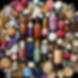 A collection of various cosmetics items arranged aesthetically