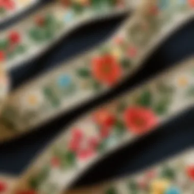 Artisanal Linen Ribbon with Delicate Floral Motifs Artisanal Linen Ribbon with Delicate Floral Motifs