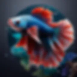 Intricate patterns of scales on a majestic Betta fish