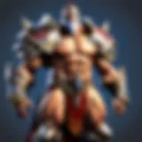 A powerful guardian character in a fantasy landscape