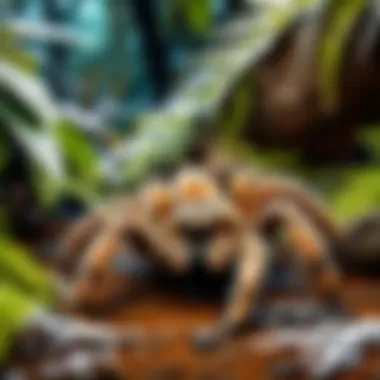 Vibrant Tarantula Camouflaged in Its Natural Environment Colorful Tarantula in Natural Habitat
