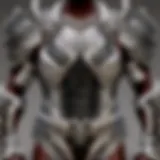 A detailed view of demon body armor showcasing intricate designs and textures.