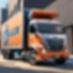 Modern delivery van navigating through city streets