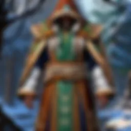 Intricate patterns on druid robes showcasing natural motifs
