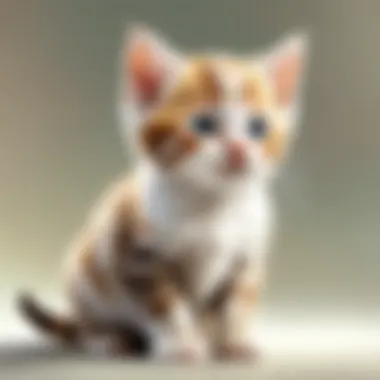 Tiny kitten with flea comb