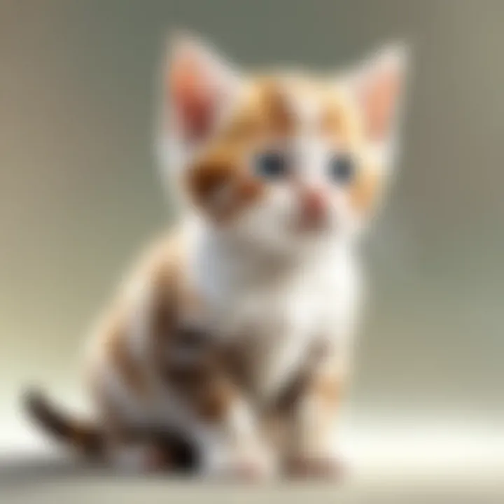 Tiny kitten with flea comb