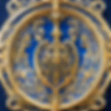 Elegant Blue and Gold Plate Set with Intricate Filigree Design