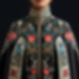Embroidered Cape - Intricate Floral Detail