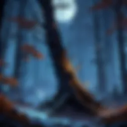 Enigmatic moonlit forest