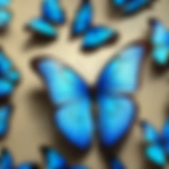 Exotic Blue Morpho Butterfly Displaying Its Wings