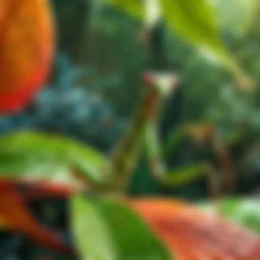 Exotic Praying Mantis on Leaf