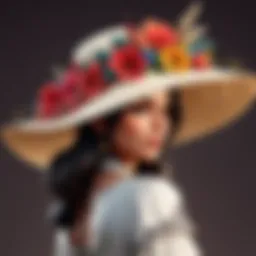 Stylish Wide-Brimmed Hat with Floral Embellishments