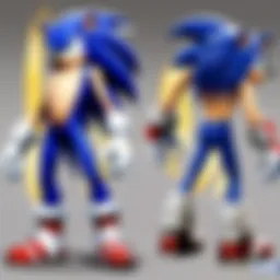 Sonic character concept art showcasing design evolution