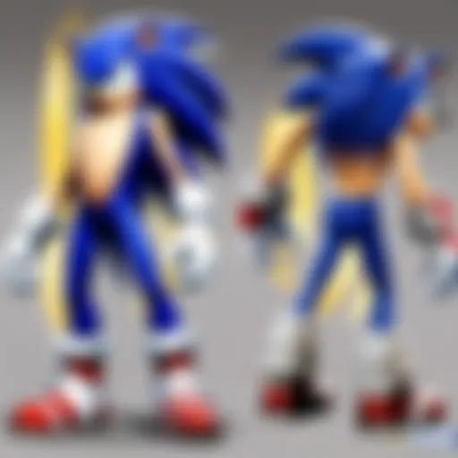 Sonic character concept art showcasing design evolution