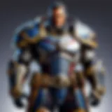 A detailed view of captain's armor set showcasing intricate designs and textures.