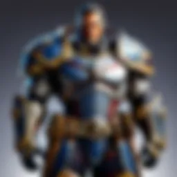A detailed view of captain's armor set showcasing intricate designs and textures.