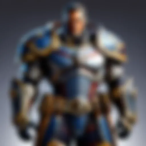 A detailed view of captain's armor set showcasing intricate designs and textures.