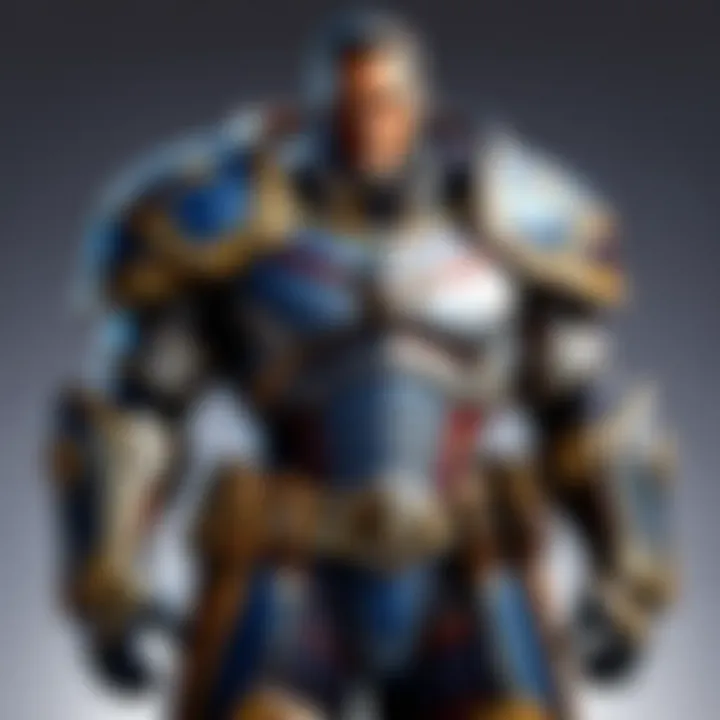 A detailed view of captain's armor set showcasing intricate designs and textures.