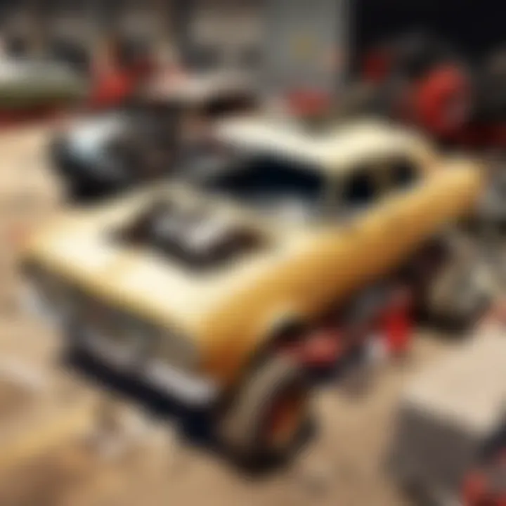Vintage Vehicle Disassembly for Salvage Vintage vehicle being disassembled for salvage