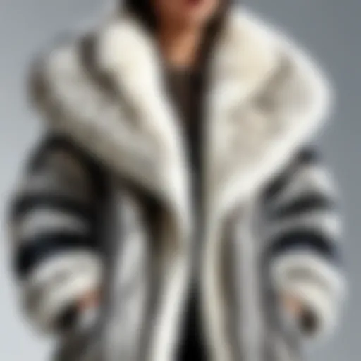 Luxurious faux fur coat draped on mannequin