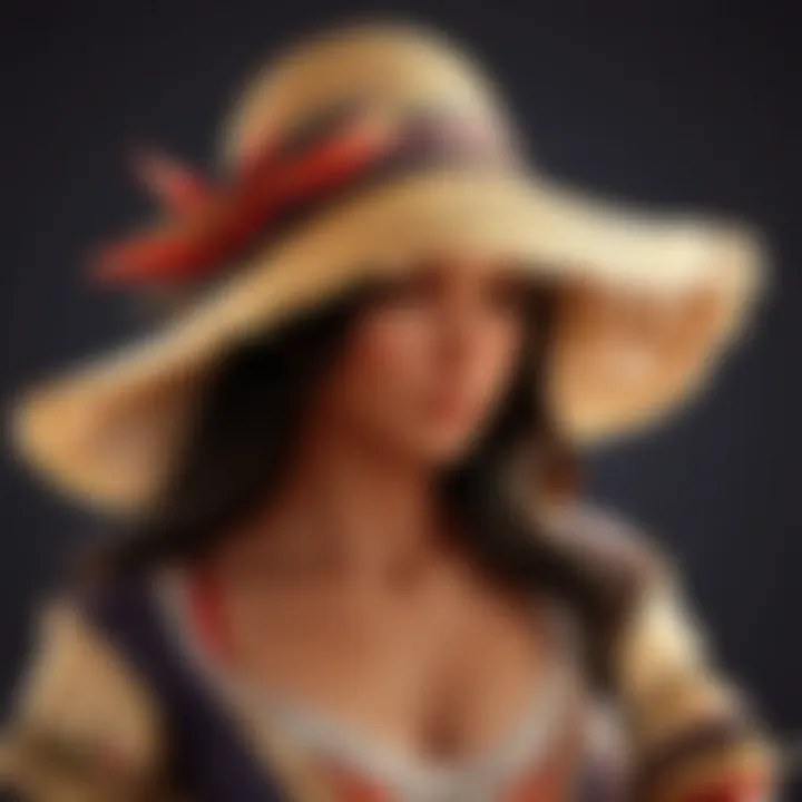 Vintage straw hat with elaborate weaving patterns