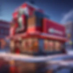 Exterior view of a vibrant KFC location showcasing its iconic branding.