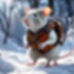 Rat exploring outdoor in harness
