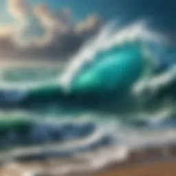 Majestic ocean waves crashing against rugged cliffs