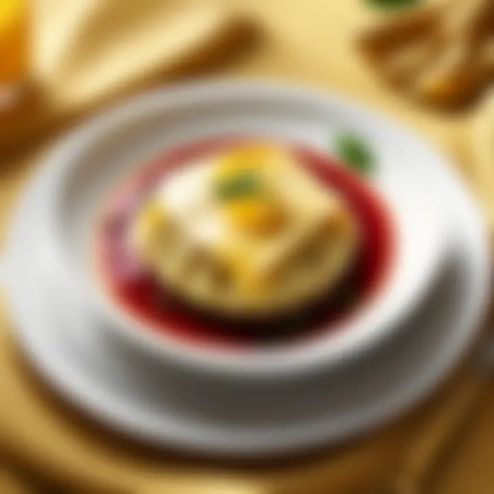 A beautifully plated Raviolo dish, garnished with fresh herbs and sauce.