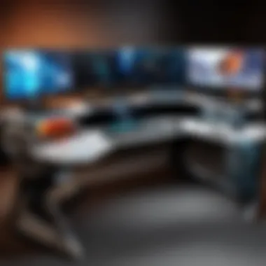 Customizable features of the Respawn Corner Desk in a gaming setup