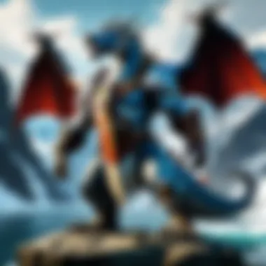 A fierce dragon soaring above the fjords, embodying mystery and power