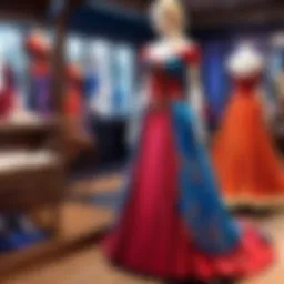 Elegant dress display showcasing vibrant colors and patterns