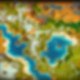 A vibrant representation of a TBC realm map showcasing diverse regions and player hotspots