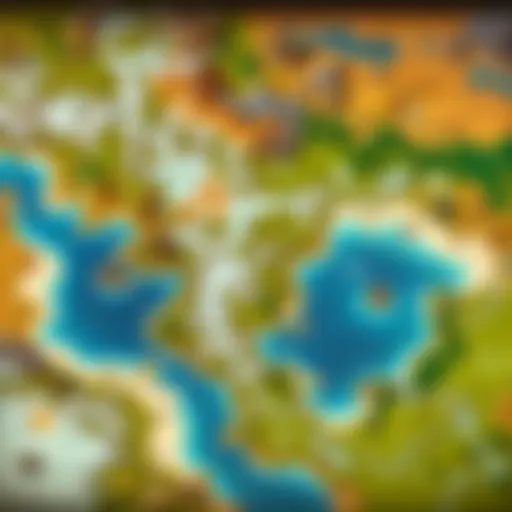 A vibrant representation of a TBC realm map showcasing diverse regions and player hotspots