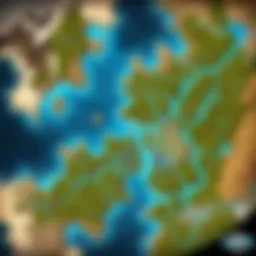 A detailed map of the Shadowlands realm highlighting key zones and features