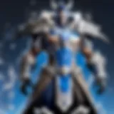 A detailed view of a unique outfit from a popular Blizzard game, showcasing intricate design elements.