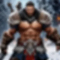 Warrior character in a fierce battle stance