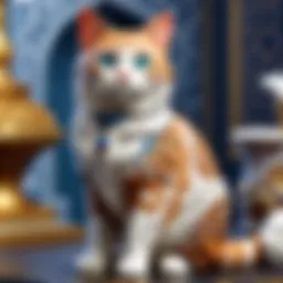 Exquisite cat figurine with intricate patterns