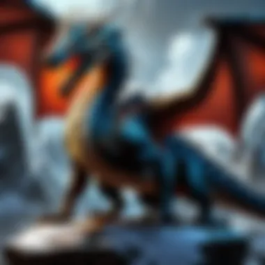 A stunning piece of artwork showcasing a forbidden dragon in a fantasy setting