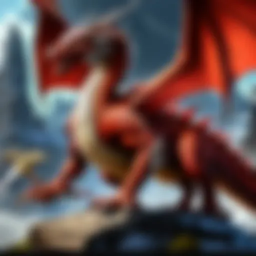 A majestic forbidden dragon soaring above a mystical landscape
