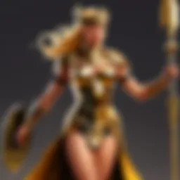 Female warrior in golden gladiator costume