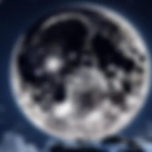 Illuminated full moon shining over a serene landscape