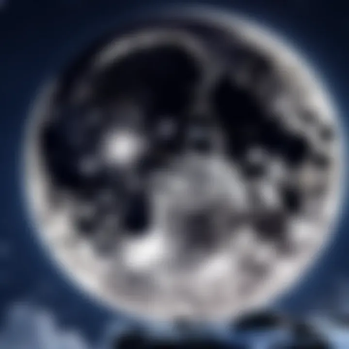 Illuminated full moon shining over a serene landscape