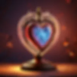Beautiful heart lamp glowing in a dark room