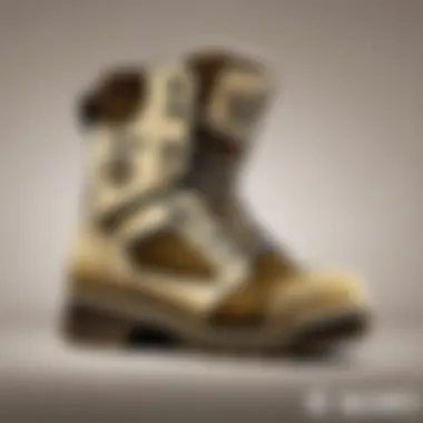 A historical display of military footwear evolution through the decades.