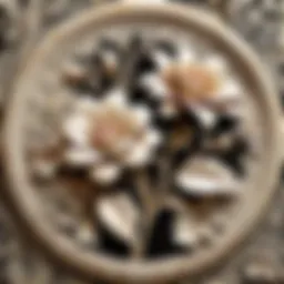 Exquisite floral design engraved on a stone plaque