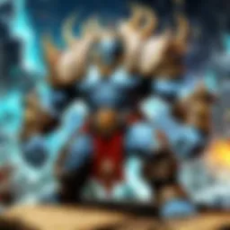 Fantasy characters battling on the game board