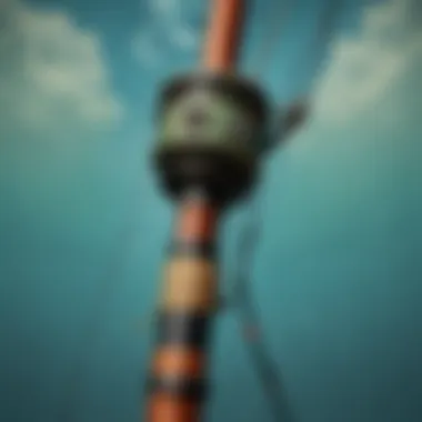 Intricate Detailing of a Vintage Fishing Pole Vintage fishing pole with intricate detailing