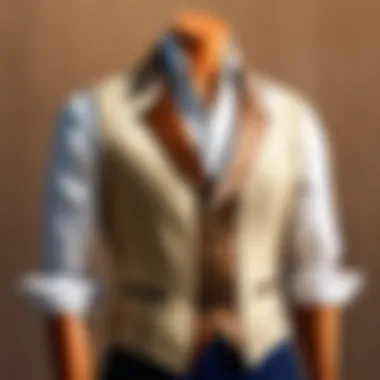 Sunlit Elegance: Linen Vest Display Linen vest hanging on a rustic hook in a sunlit room